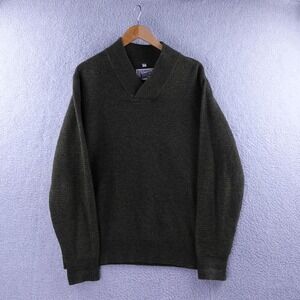 Schott Bros Mens Shawl Collar Waffle Knit Sweater Olive Green XL Wool Blend